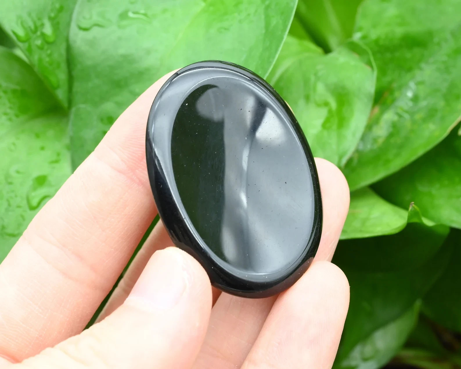 3pcs Black Obsidian Worry Stone Healing Energy Mineral Specimen Palm Stone Decor
