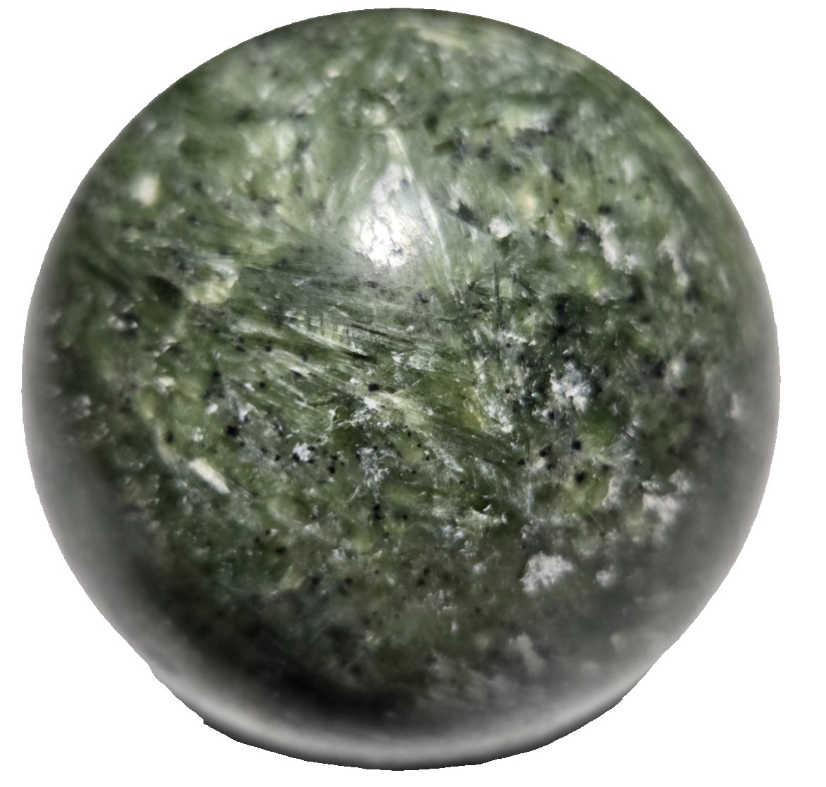 ABSOLUTELY GORGEOUS SPARKLING Green Mica with Black Tourmaline sphere ~3in P11