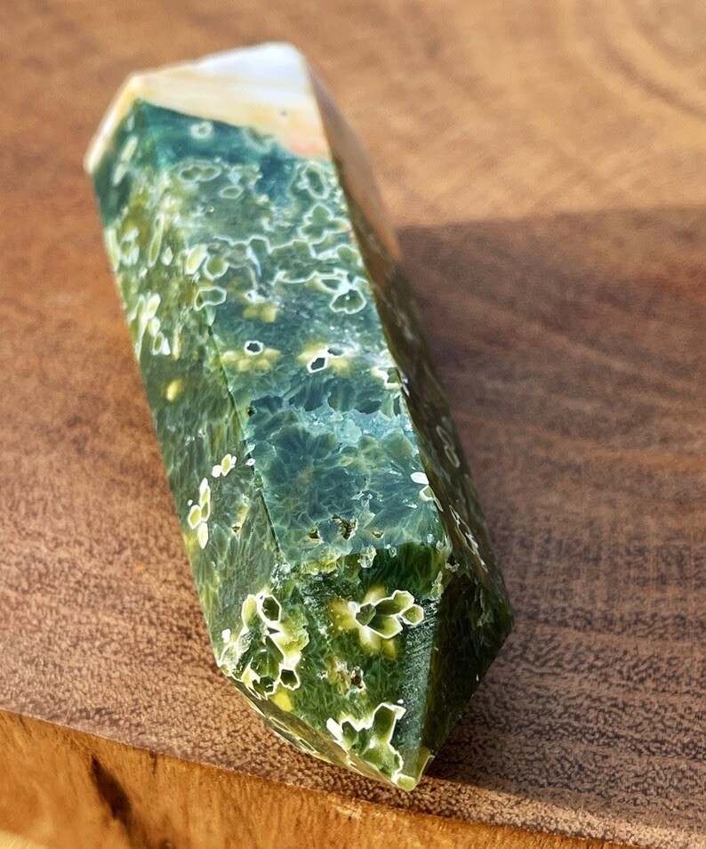 Madagascar 7th Vein Green & Yellow Ocean Jasper Tower • Natural Orbicular Jasper