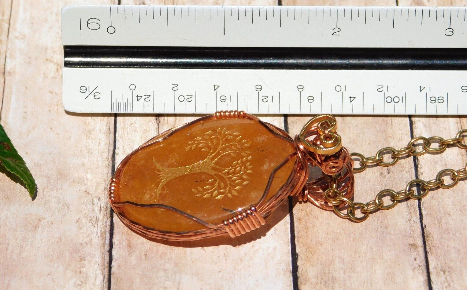 Orange Aventurine Natural Pendant Necklace Tree of Life Amulet Energy Healing
