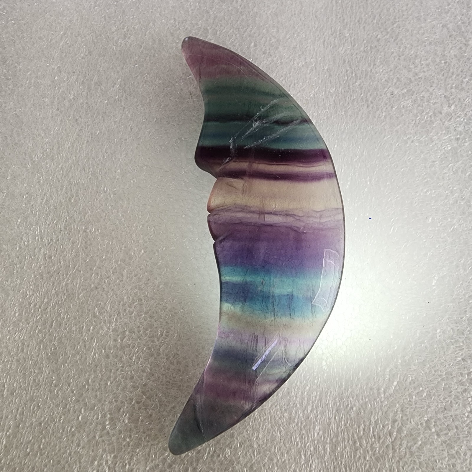 Hand Carved Polished Fluorite Moon – USA