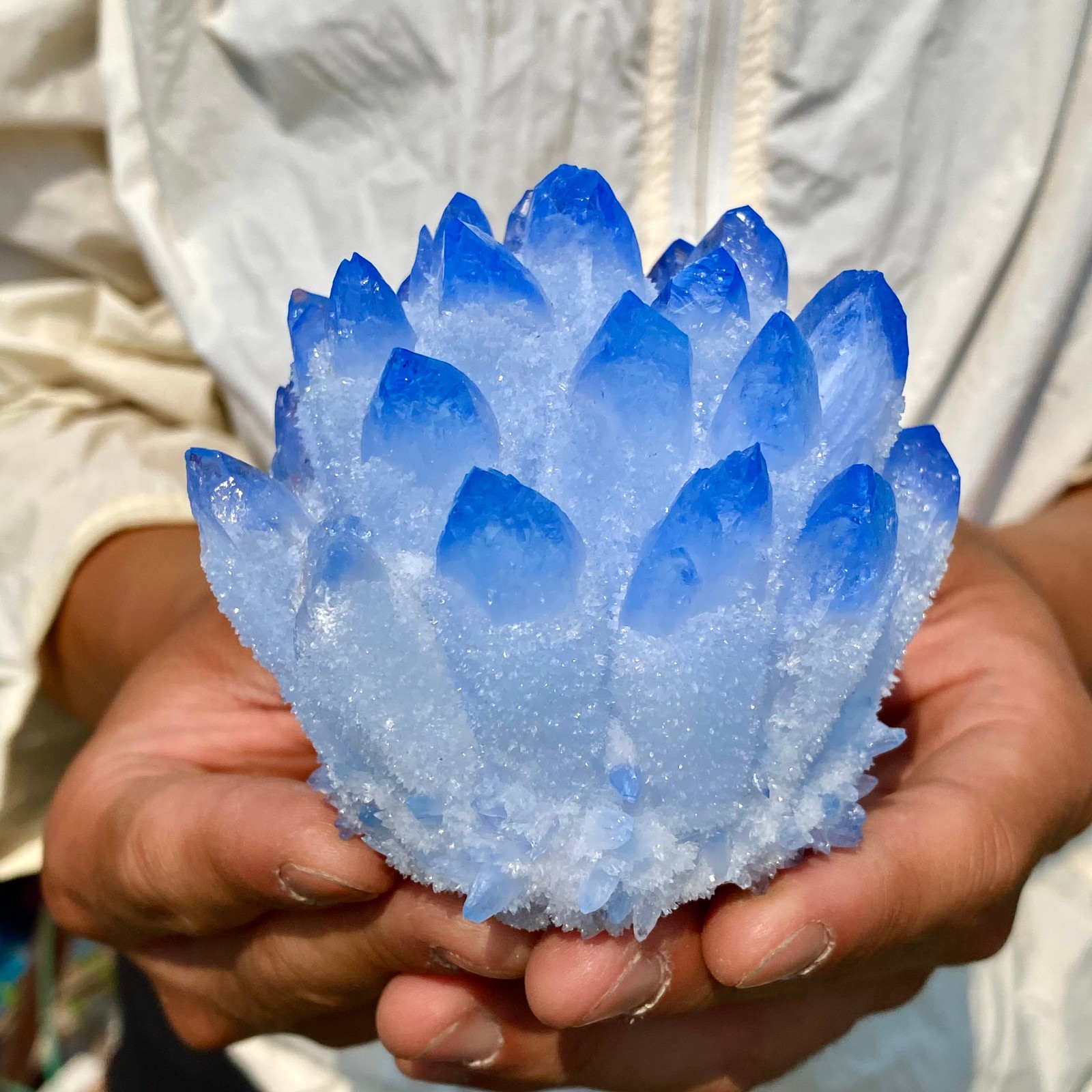 454G Newly discovered blue crystal cluster flower shaped mineral specimen