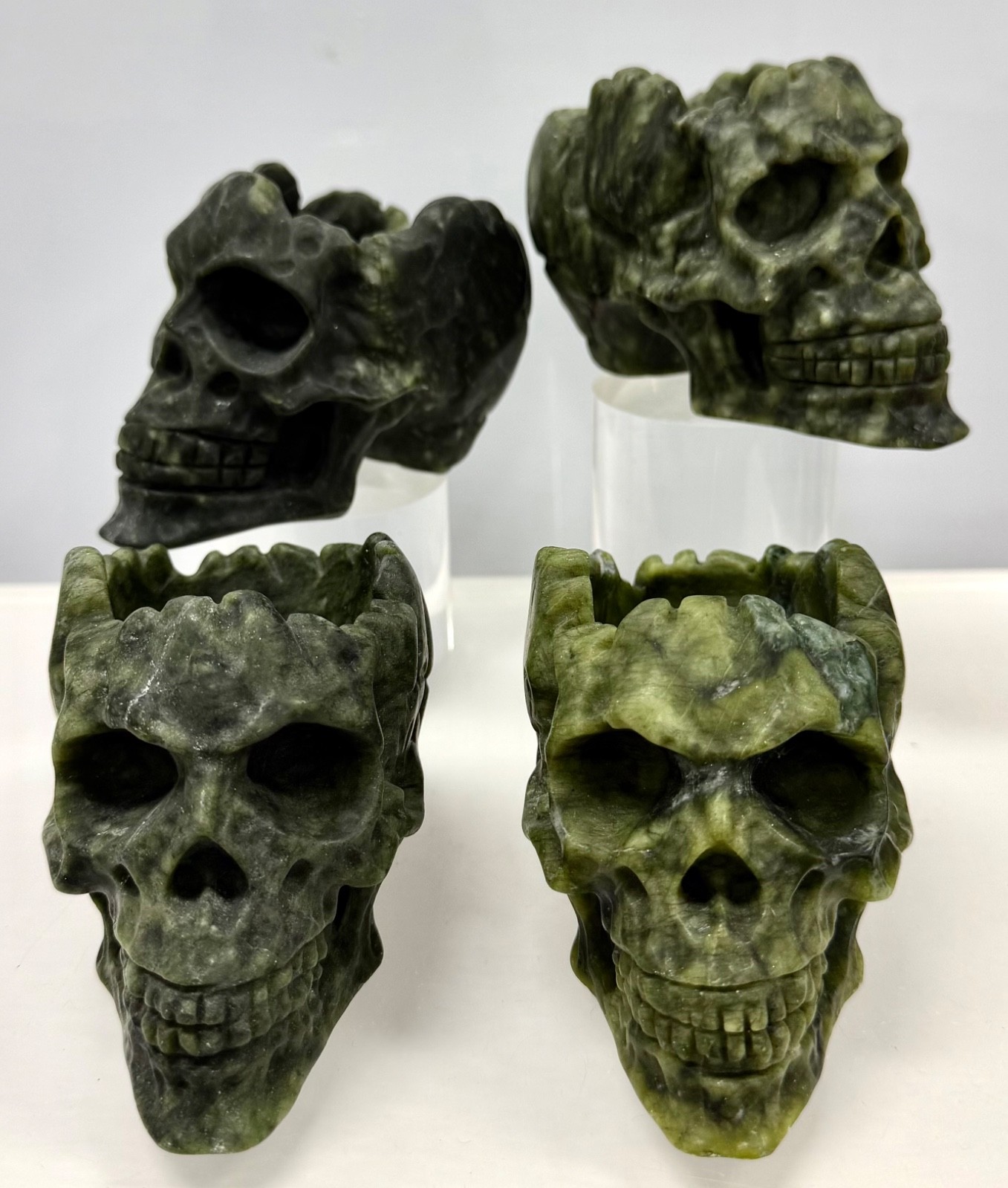 Wholesale Lot 4 PCs Nephrite Jade Skull Bowl Crystals Healing Energy