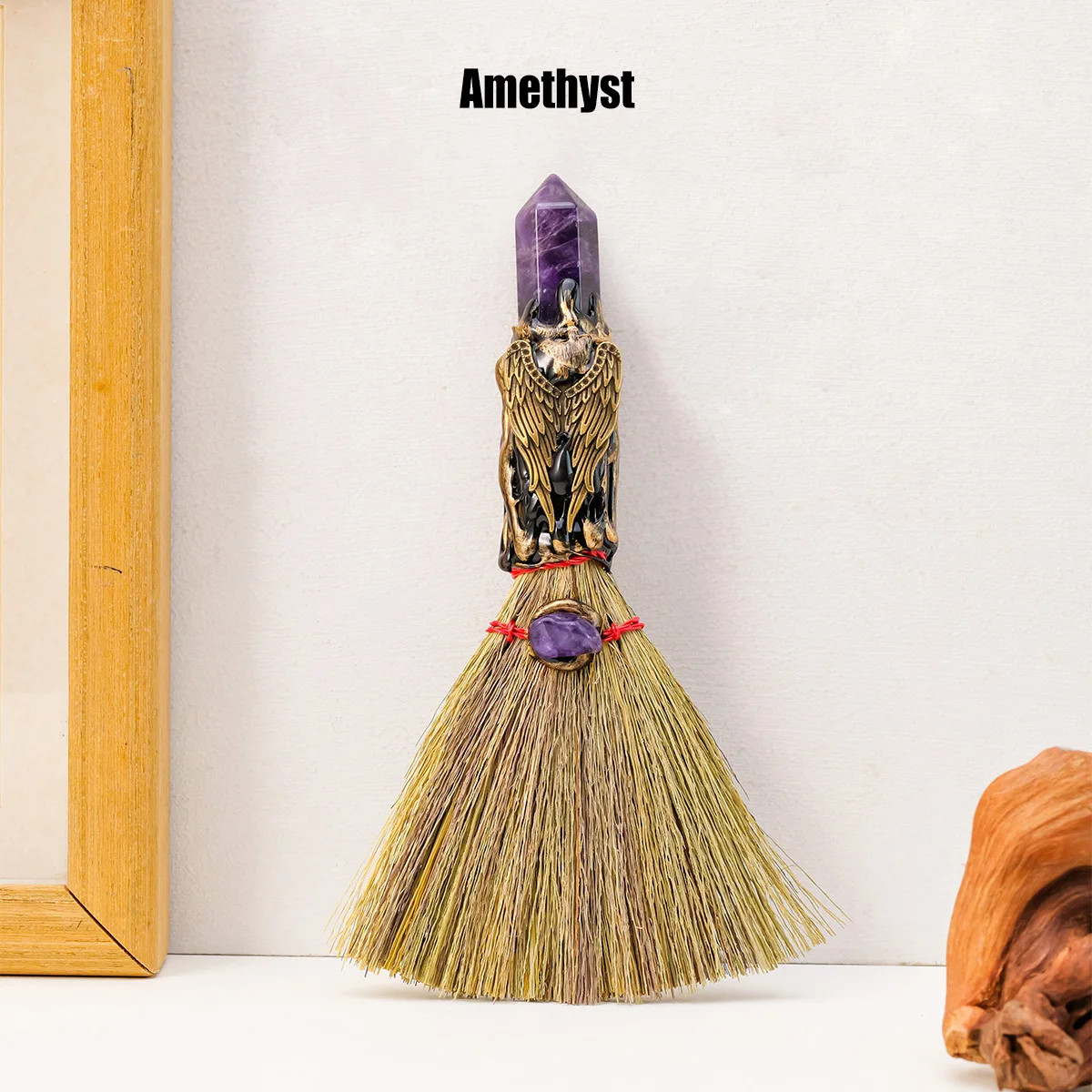 Natural Amethyst Crystal Single Pointed Magic Broom Purifying Energy Home Gift