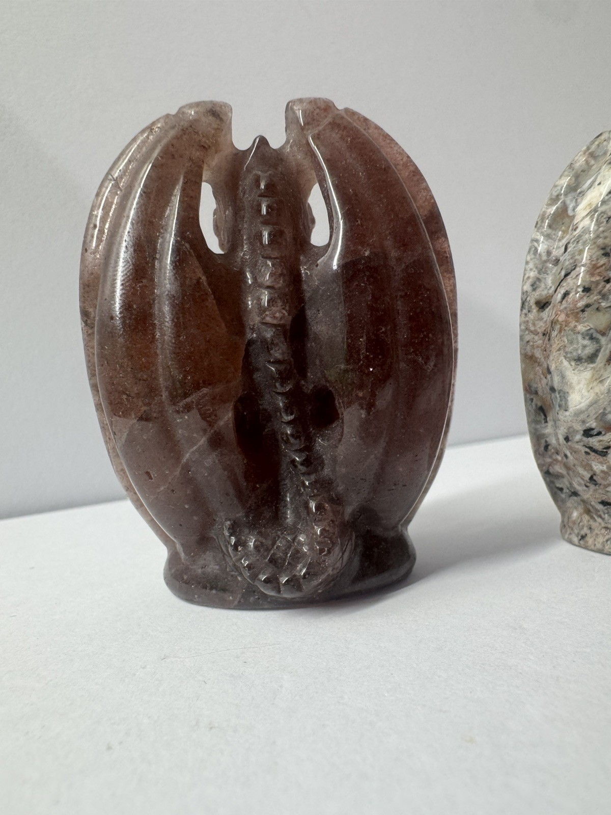 2pc Natural Crystal Mineral Specimen,Hand Carved Dragon Statues