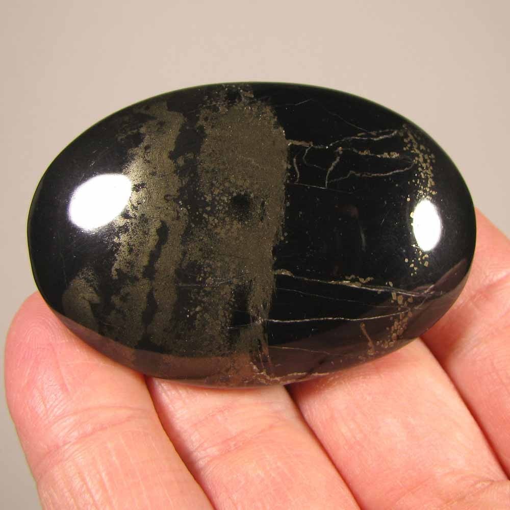 2.2″ Schiefer PYRITE in SCHIST Gemstone Polished Palm Stone – Harz, Germany