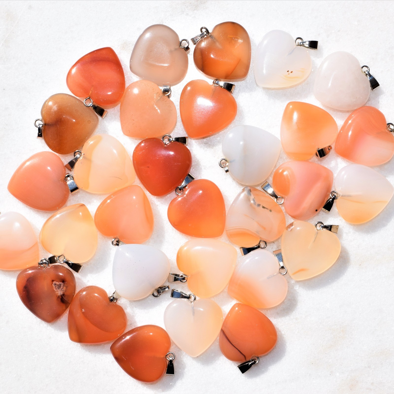 Charged Carnelian Agate HEART Pendant + 20″ Stainless Steel Chain + Charger