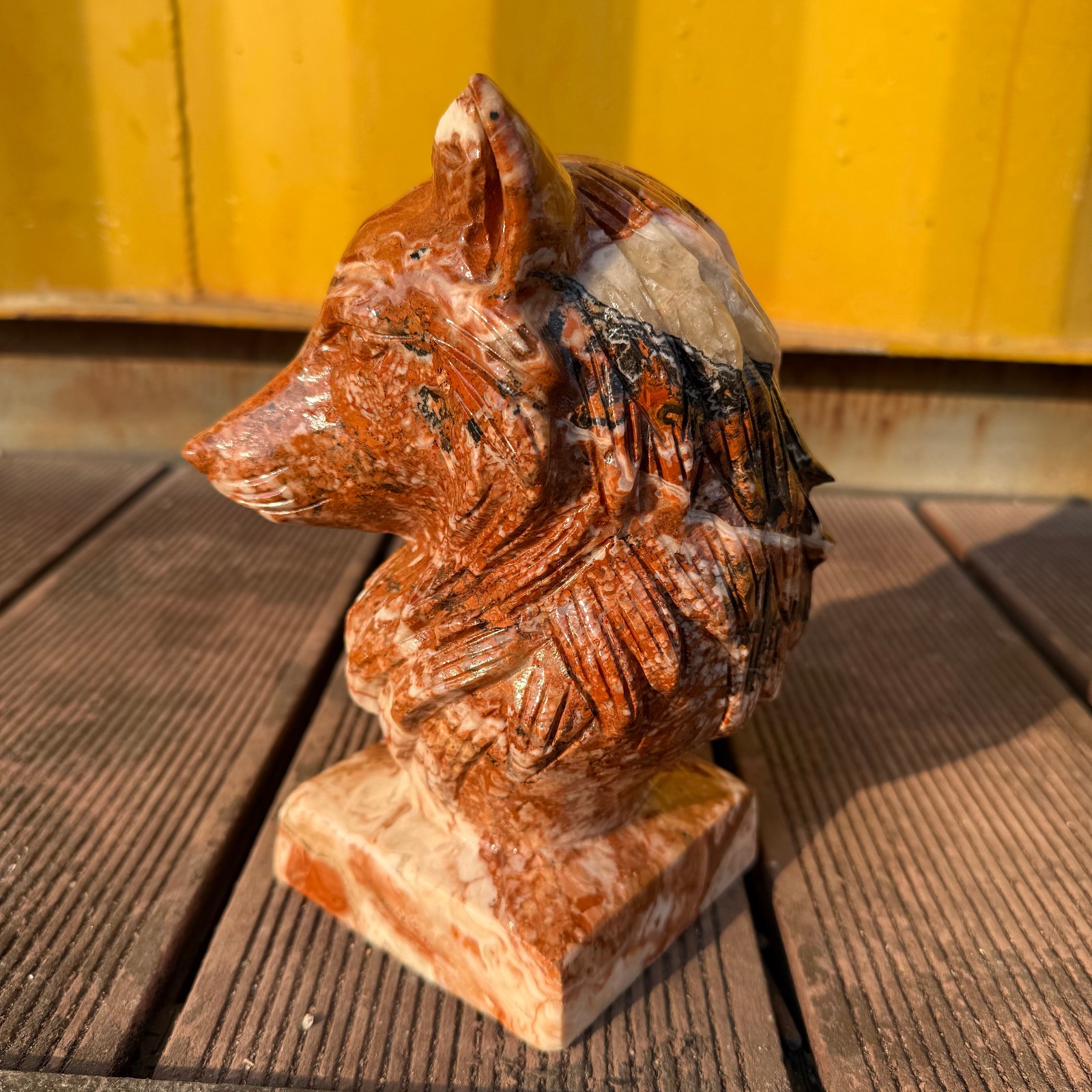 6.6LB natural Five-color Jade Wolf Skull Quartz Crystal Carved Reiki Healing