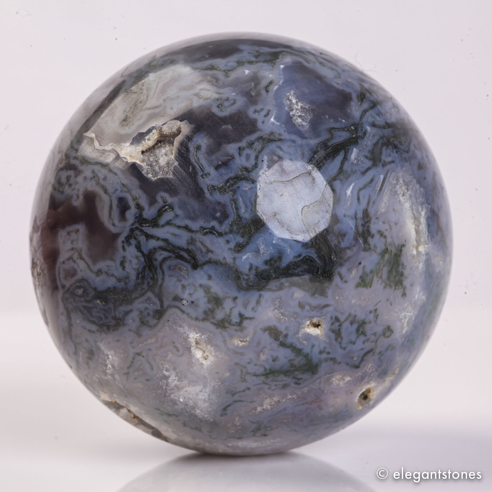 455g 69mm Moss Agate Sphere Crystal Natural Aquatic Plant Water Grass Reiki Ball
