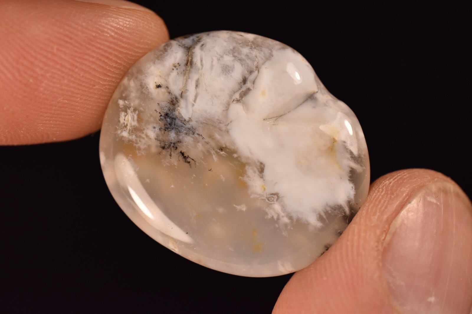 *DENDRITIC AGATE* Flat Stone 2.8cm 7.7g MERLINITE Chalcedony Palm Natural