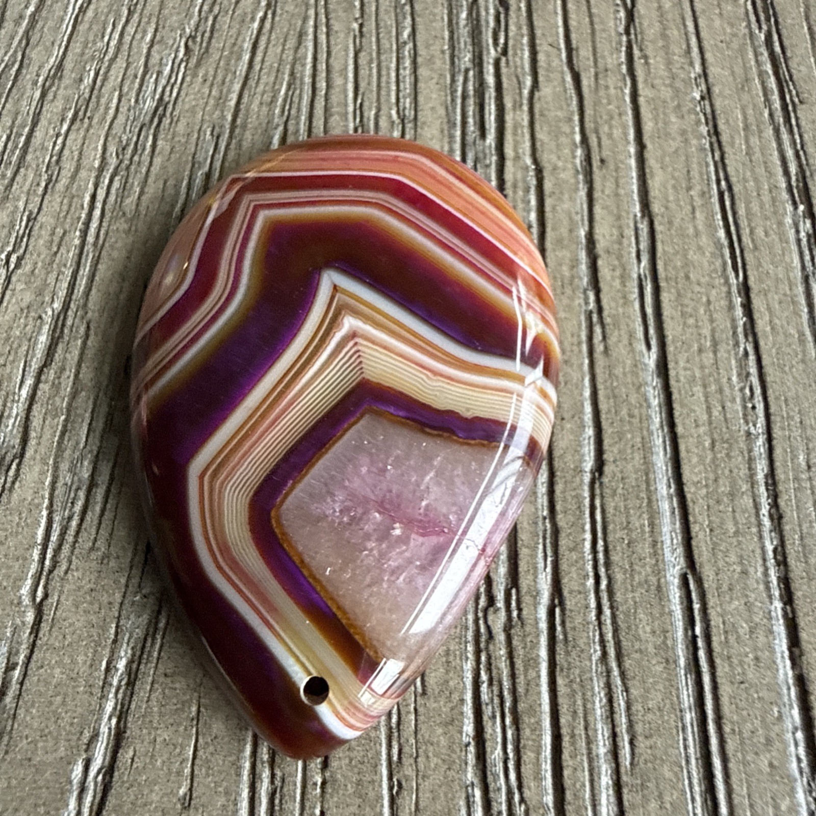 Delicate Brown Druzy Geode Agate Teardrop Pendant 52x35x7mm – Item #219