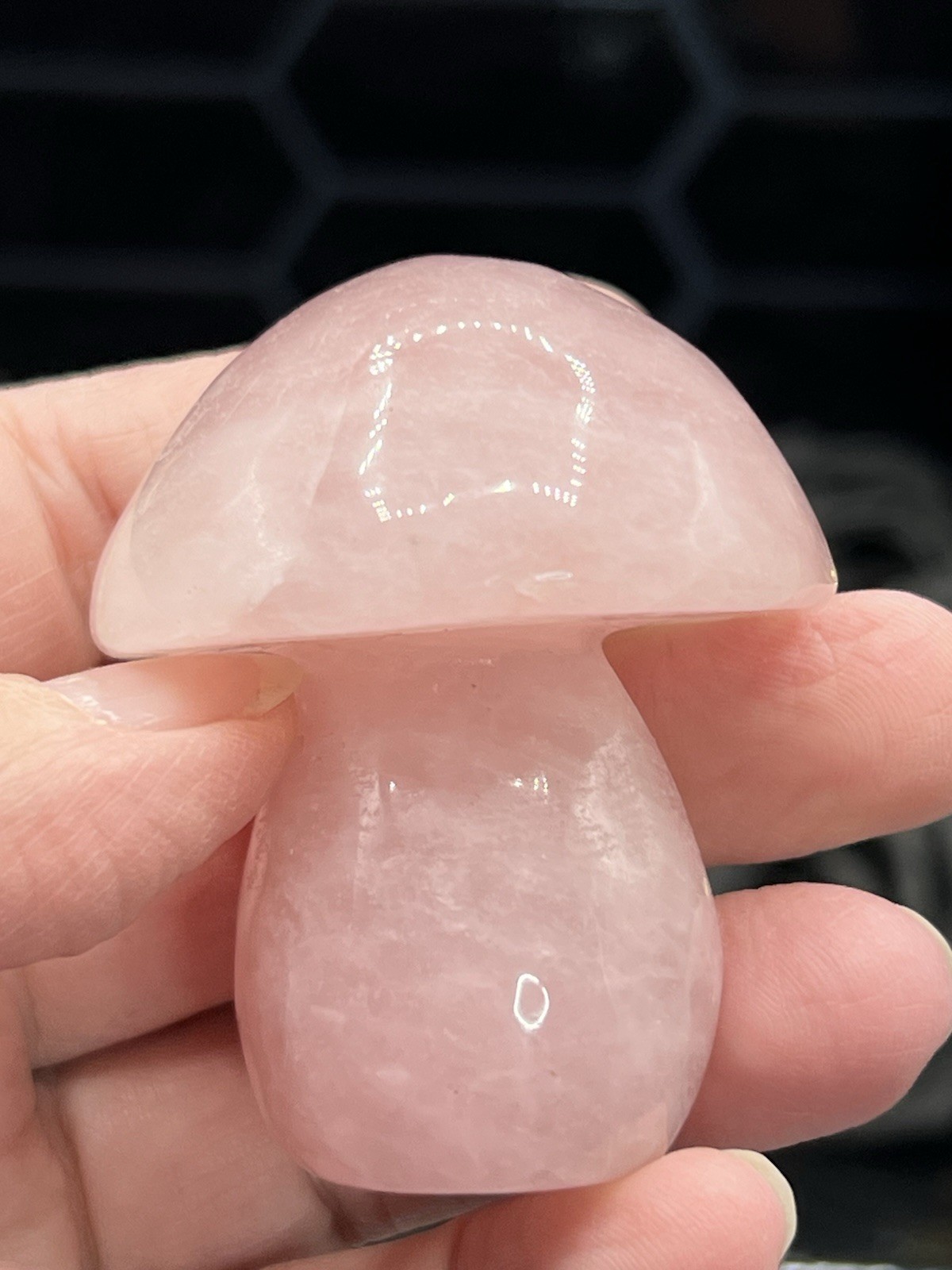 Natural ROse Quartz Carved Mushrooms. Free ship & Gift