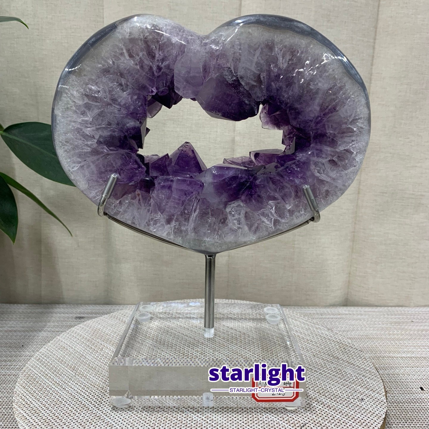 5LB Purple Amethyst Agate Heart Carving Natural Crystal Ornament Home Gif+base