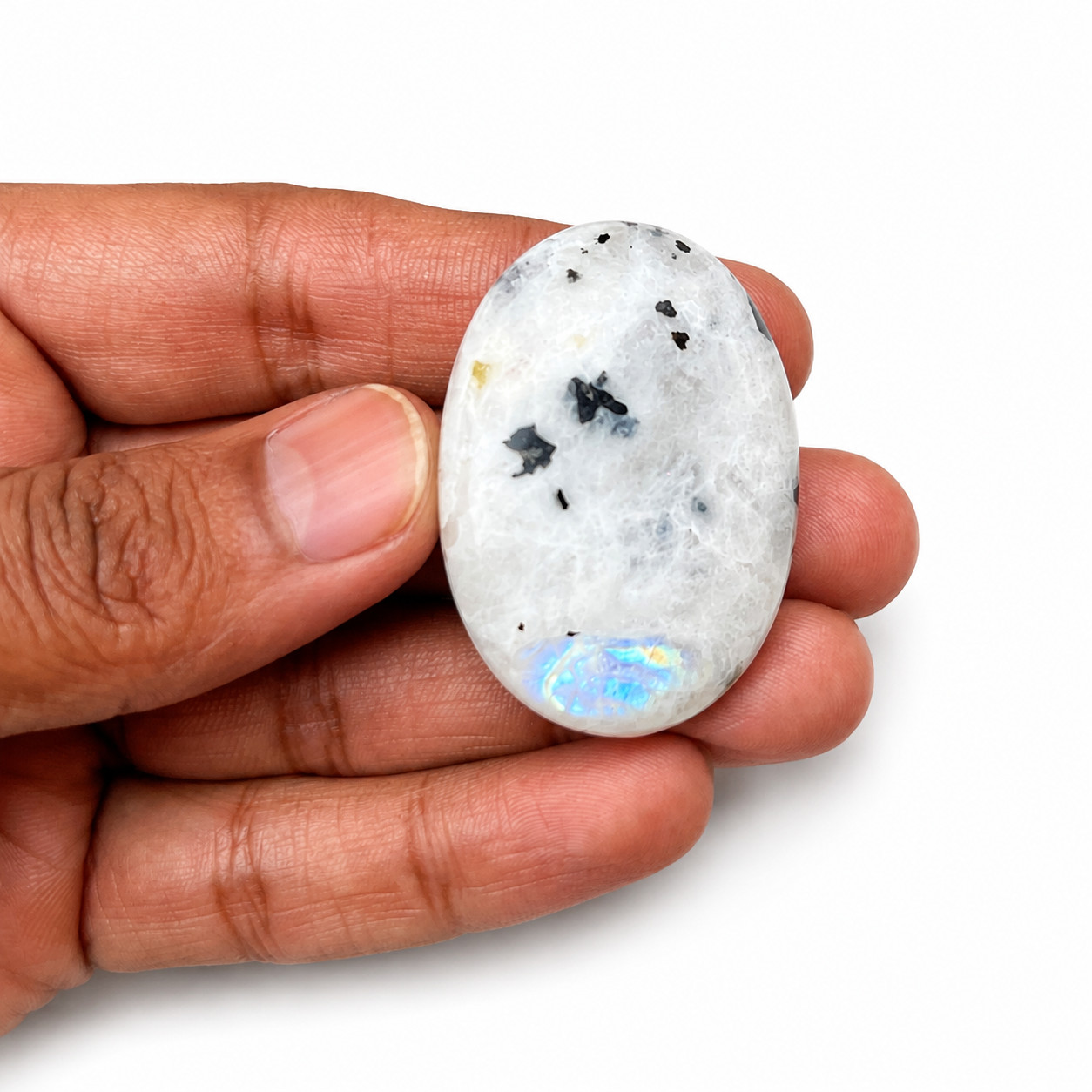 Rainbow Moonstone Palmstone 42g 46x33mm Natural Meditation Reiki Crystal Stone