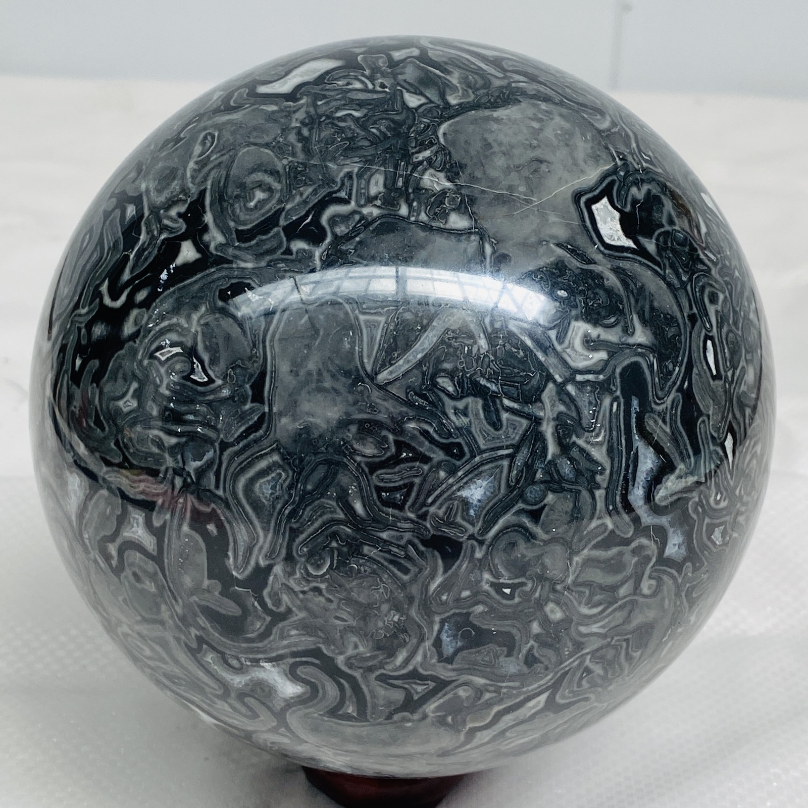Natural Picasso Jasper Sphere Black Gray Crystal Ball Healing 3020G (6.65LB)