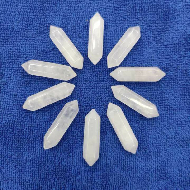 30pcs Natural White Crystal Stone Hexagonal Pointed Pendant Healing No Hole
