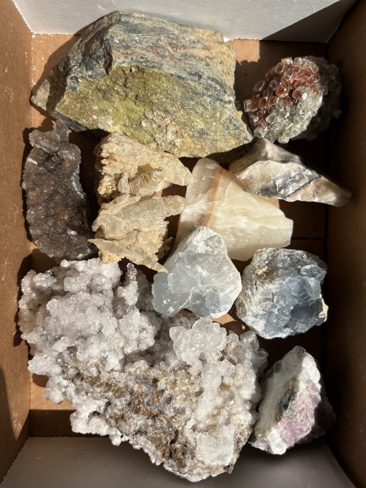 Large Raw Natural Mineral Specimens Lot- Amethyst, Calcite, Celestite & More