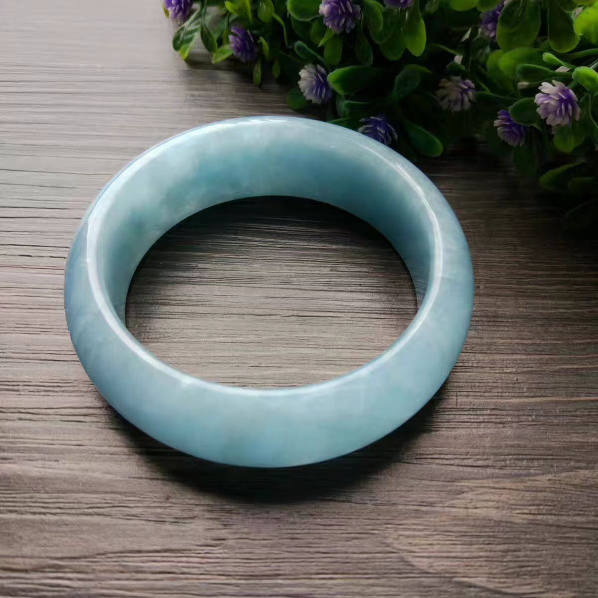 100% Natural Blue Aquamarine Gemstone Bangle AAAAA Inner Diameter 52mm