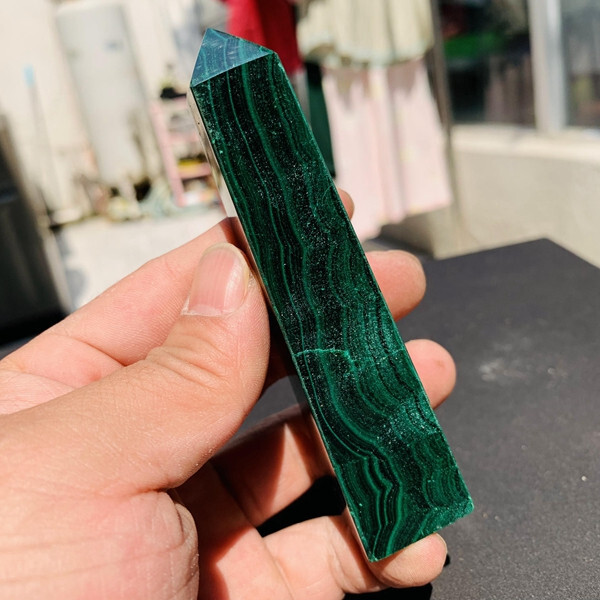 TOP! 187g Natural Malachite Quartz Crystal wand point oblisk healing
