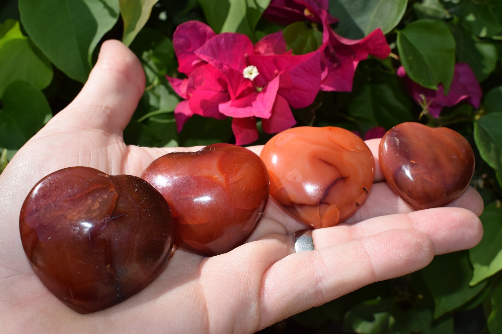[1] Carnelian Agate Crystal Puffy Heart / Palm Stone [Madagascar] ZENERGY GEMS™