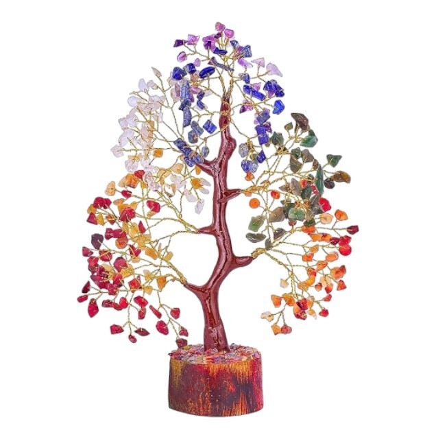 Seven Chakra Money Bonsai Tree of life Healing Feng Shui Statues