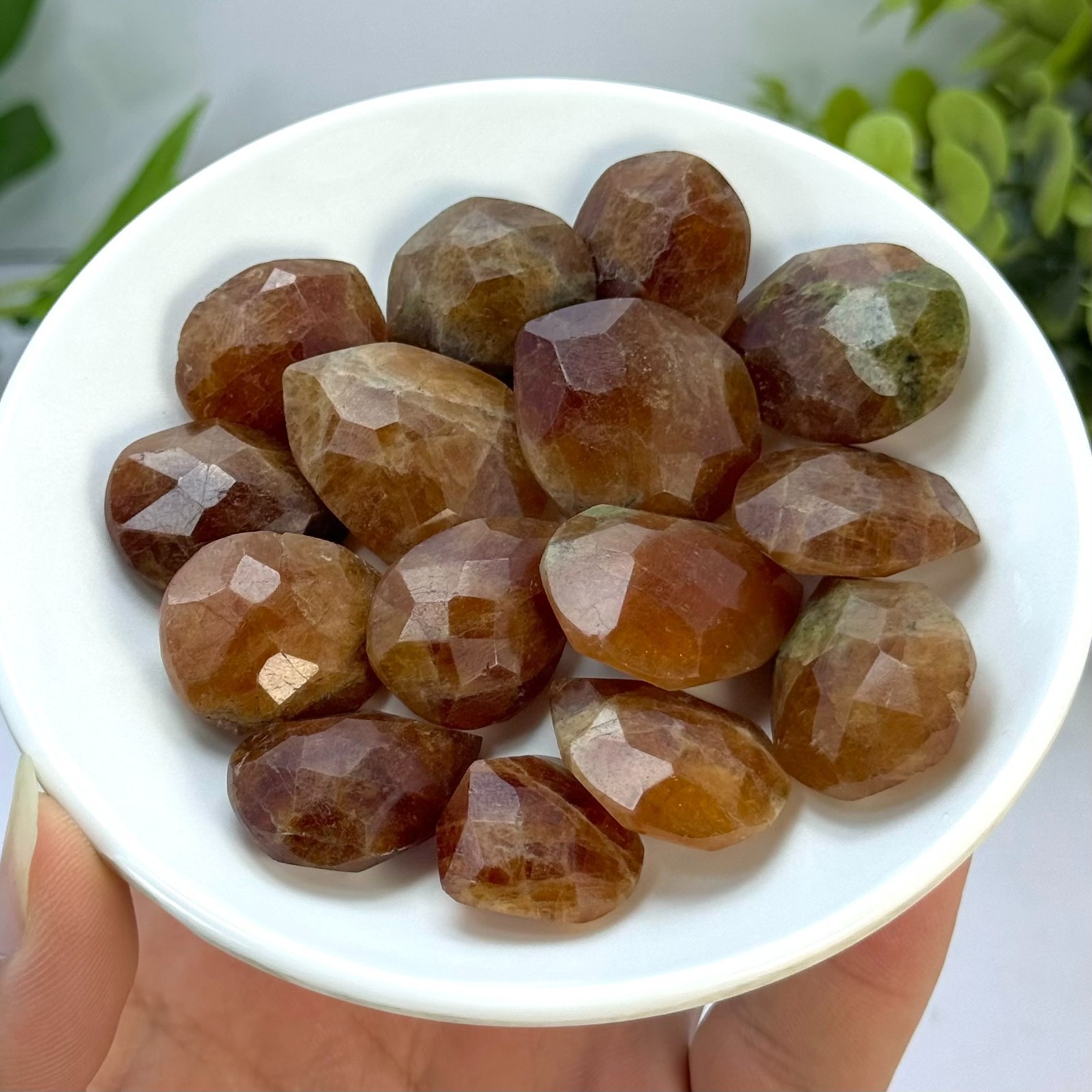 Faceted Spessartine Garnet Tear Drop Crystals for Jewelry Making, 14 Piece