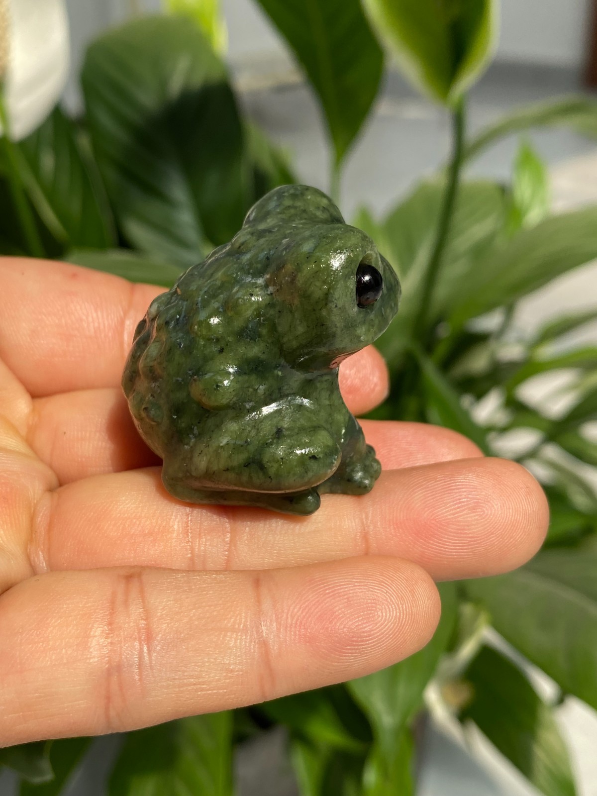 1pc Natural Green Jade Quartz Carved Crystal Frog skull reiki heal gift Decor