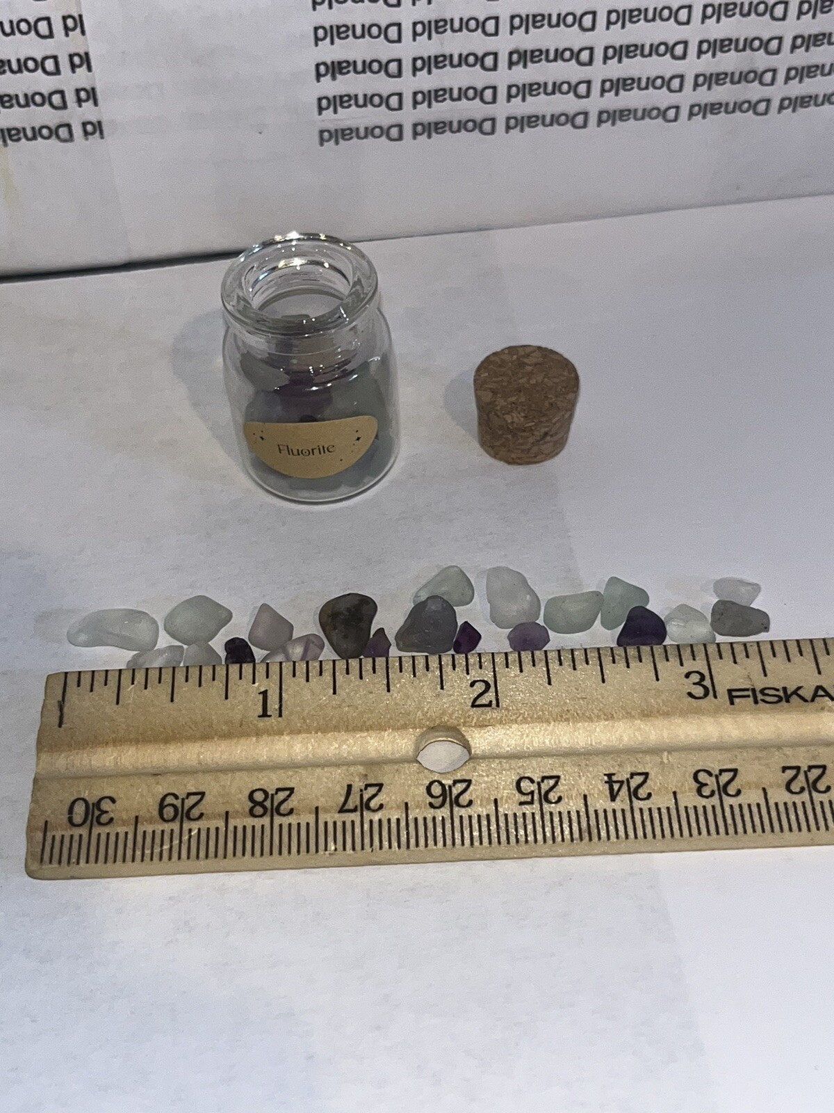 FLUORITE Mini Cork Bottle, Chip Crystal Healing Tumbled Gem Stones