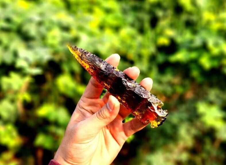 Dark Yellow Citrine Arrowhead | Large Spearhead | Carved Crystal Healing Bead