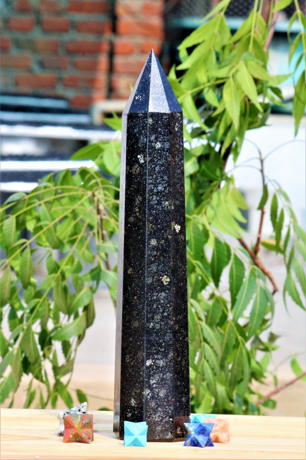 3.8LB! Nuummite Tower Powerful Magic Sorcerer Stone Reiki Healing Crystal