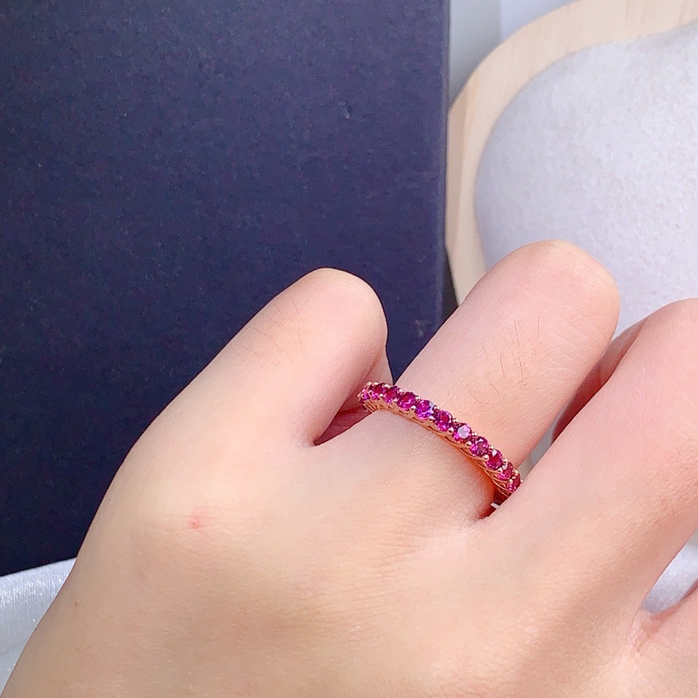 Natura garnet open Adjustable ring Gemstone Jewelry S925 Silver Plated 18K Gold