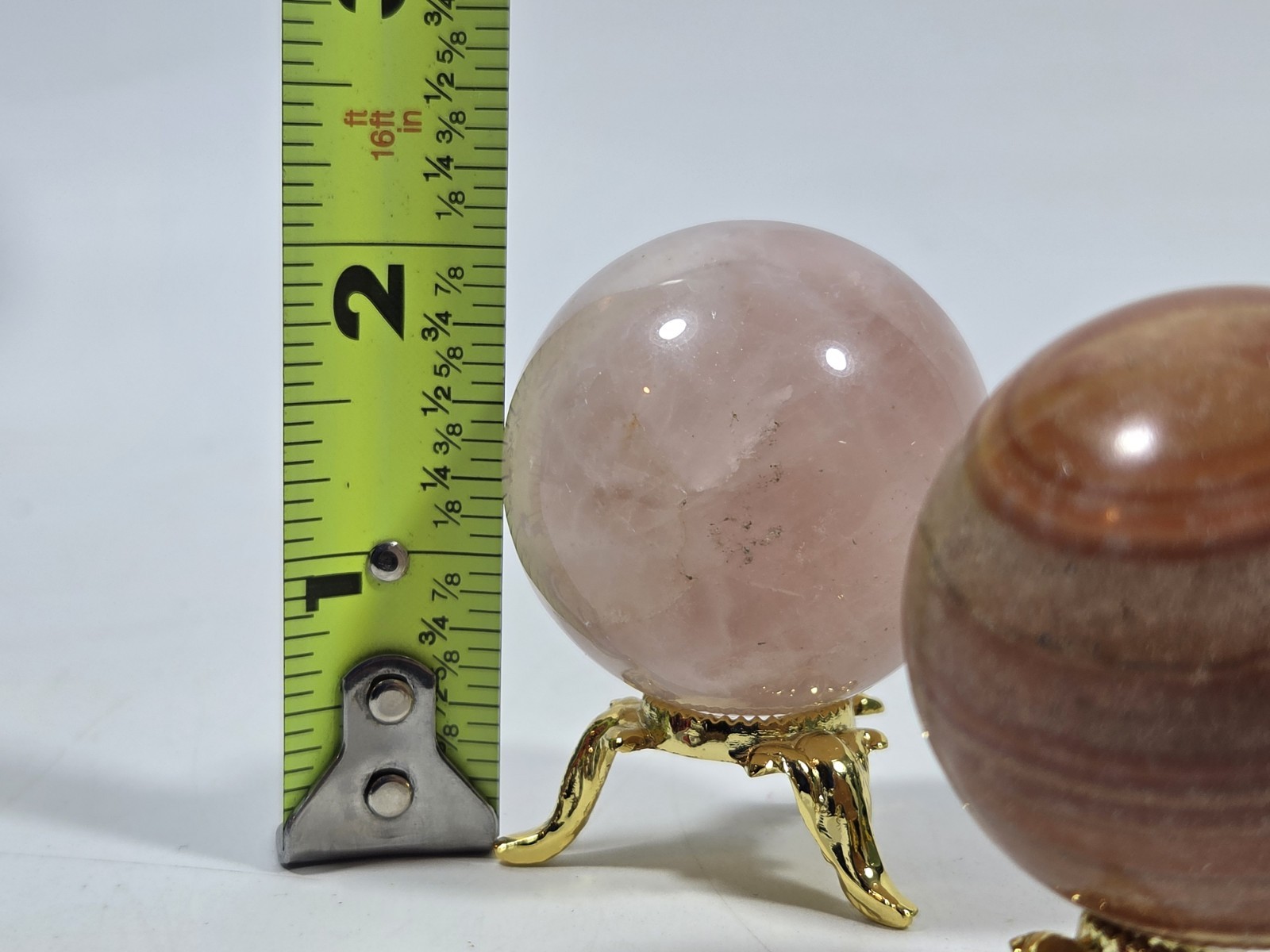 Small Polished Natural Stone Sphere Mixed Material Lot On Stands 1.6″