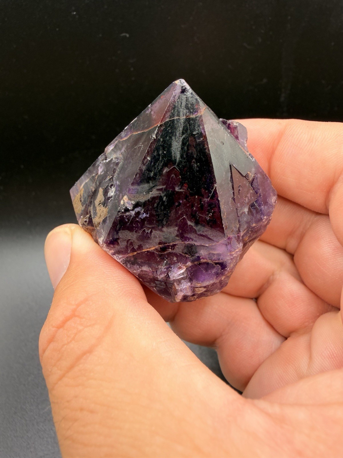 Lustrous Dark Alien Amethyst Phantom Point with Hematite – Hyderabad India