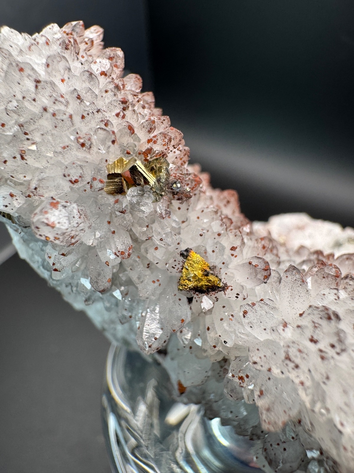 6277 Strawberry Quartz with Golden and Rainbow Pyrite 106g Hun Nan