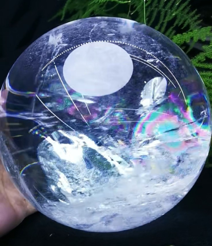 17.2LB Natural Rainbow Crystal Ball Healed Optical Himalaya Crystal Sphere 178mm