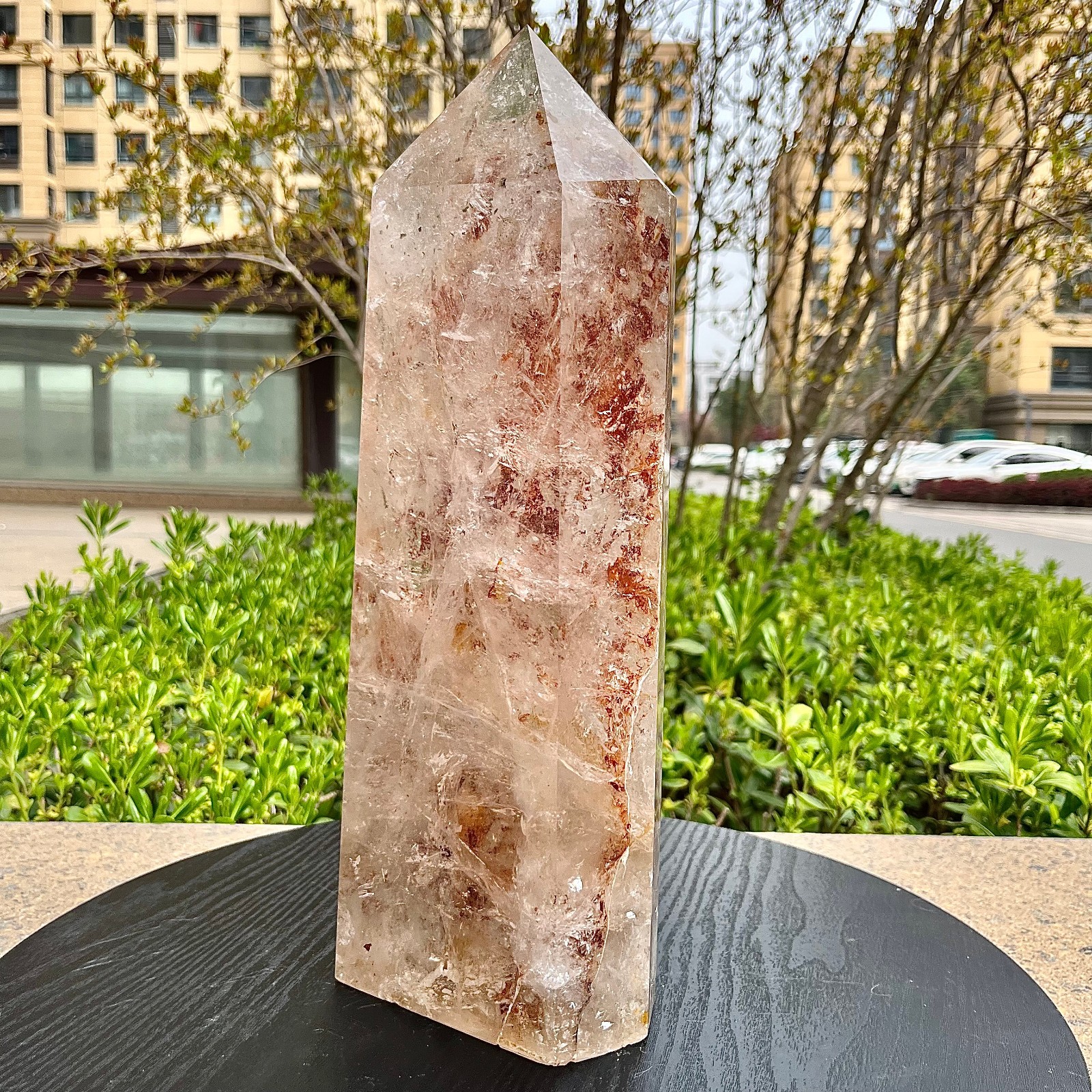 Genuine Clear Quartz Tower Natural Brown Markings Crystal Point Gemstone 11.8 lb