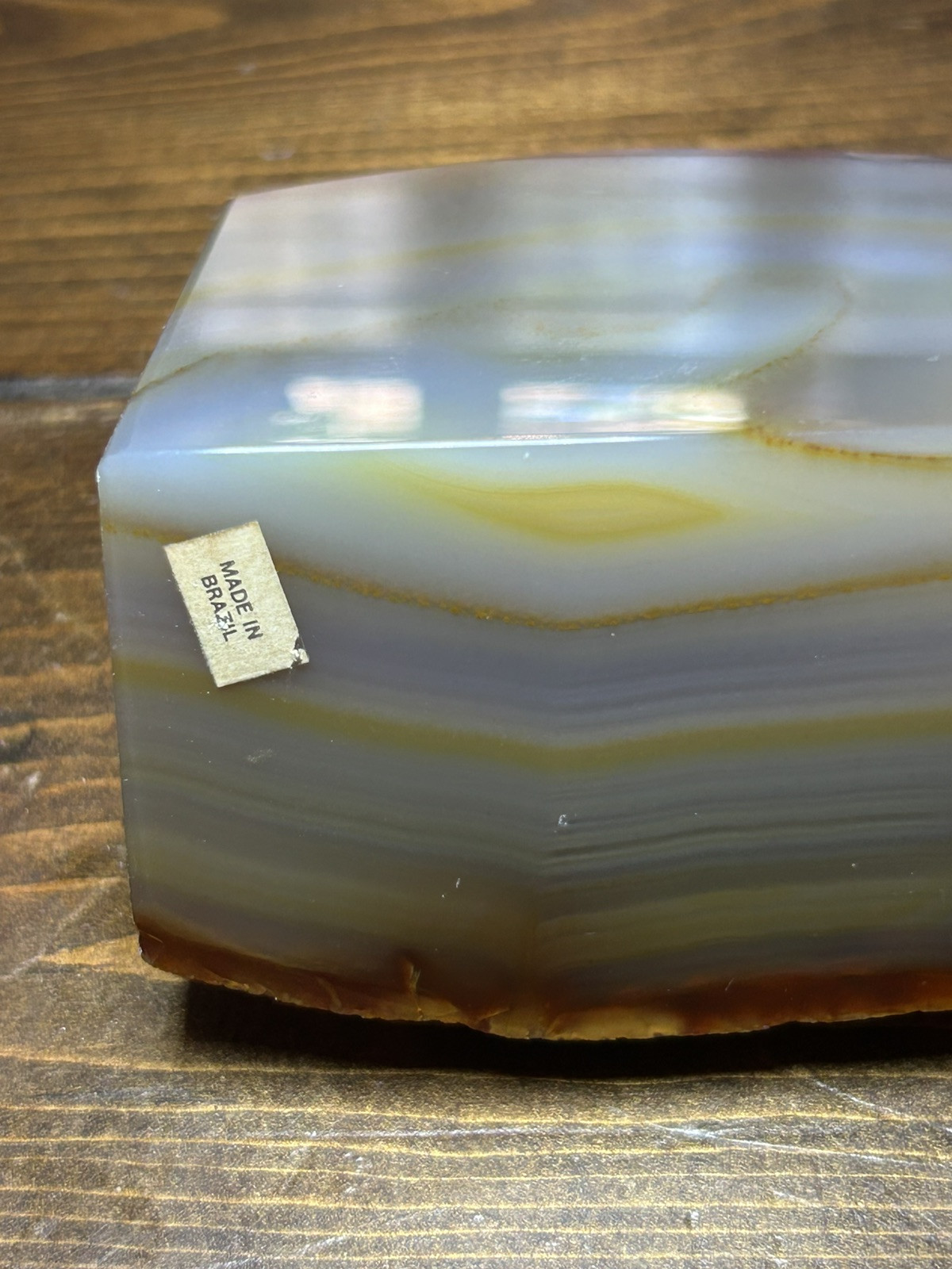 Agate Geode Cornerstone w/ Cut Base Brazilian Crystal 2.24 Lbs And 5 3/4 In Long