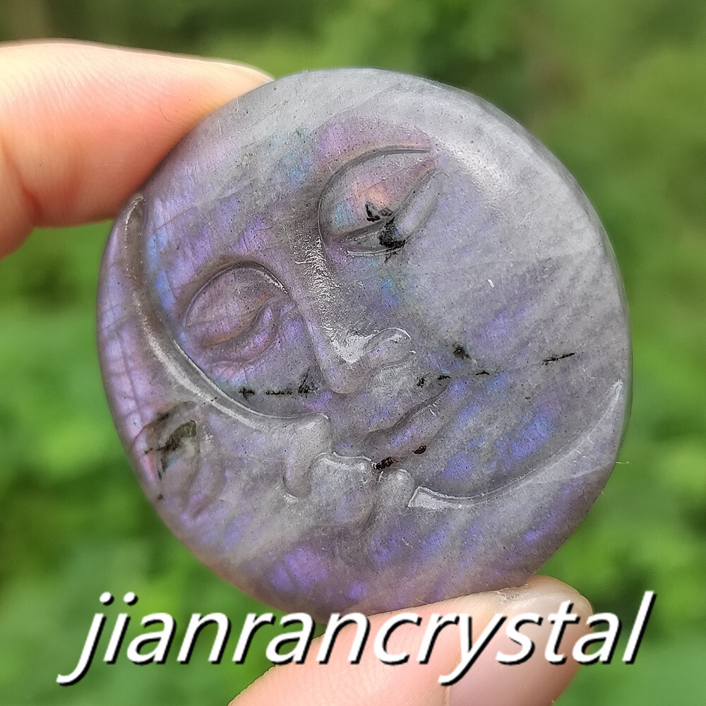 Natural Labradorite Sun and moon Skull Carved Quartz Crystal Skull Gift 1pc