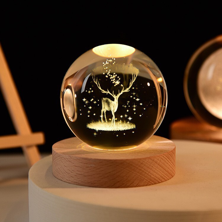 Luminous solar system Artificial crystal Sphere Quartz Night lamp Glass Ball