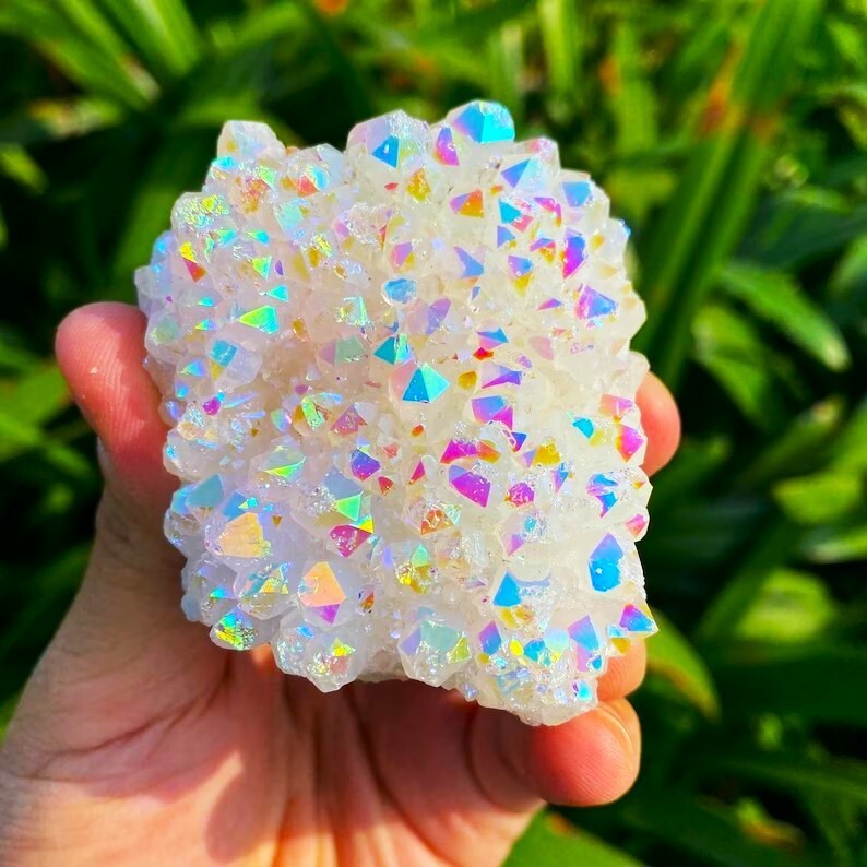 80-100g Angel Aura Quartz Crystal Witch Cluster Healing Reiki Home Ornament