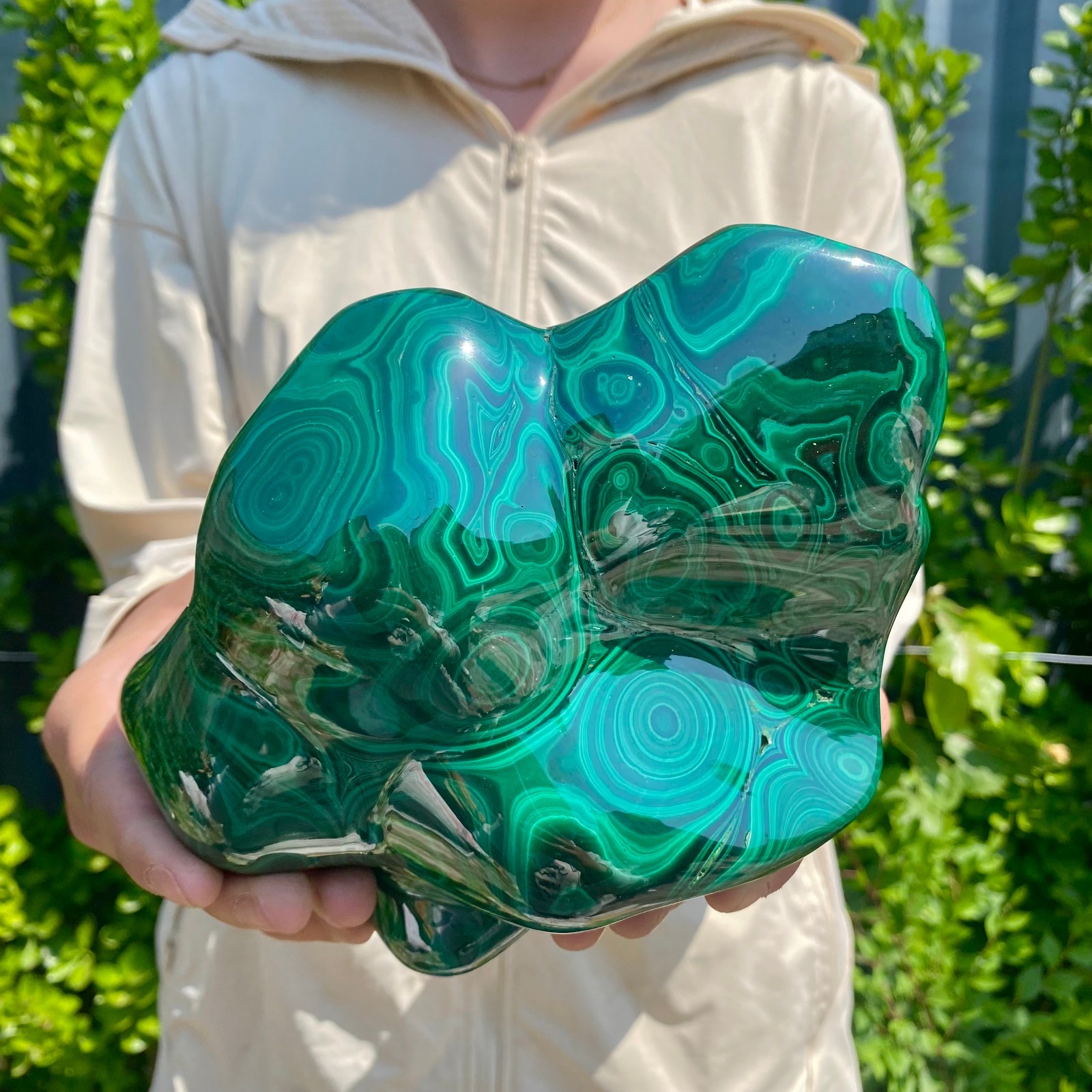 7.93LB Natural glossy Malachite transparent cluster rough mineral sample