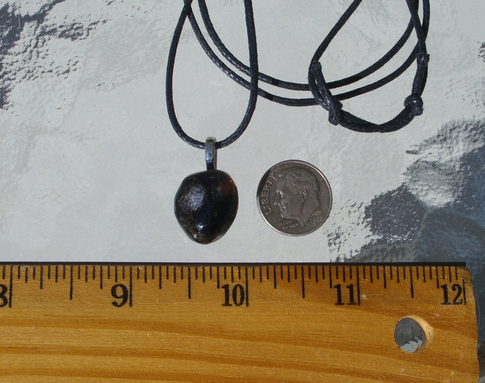Natural Apache Tears Free Form Pendant Necklace Cleanse Negativity + Grief Small