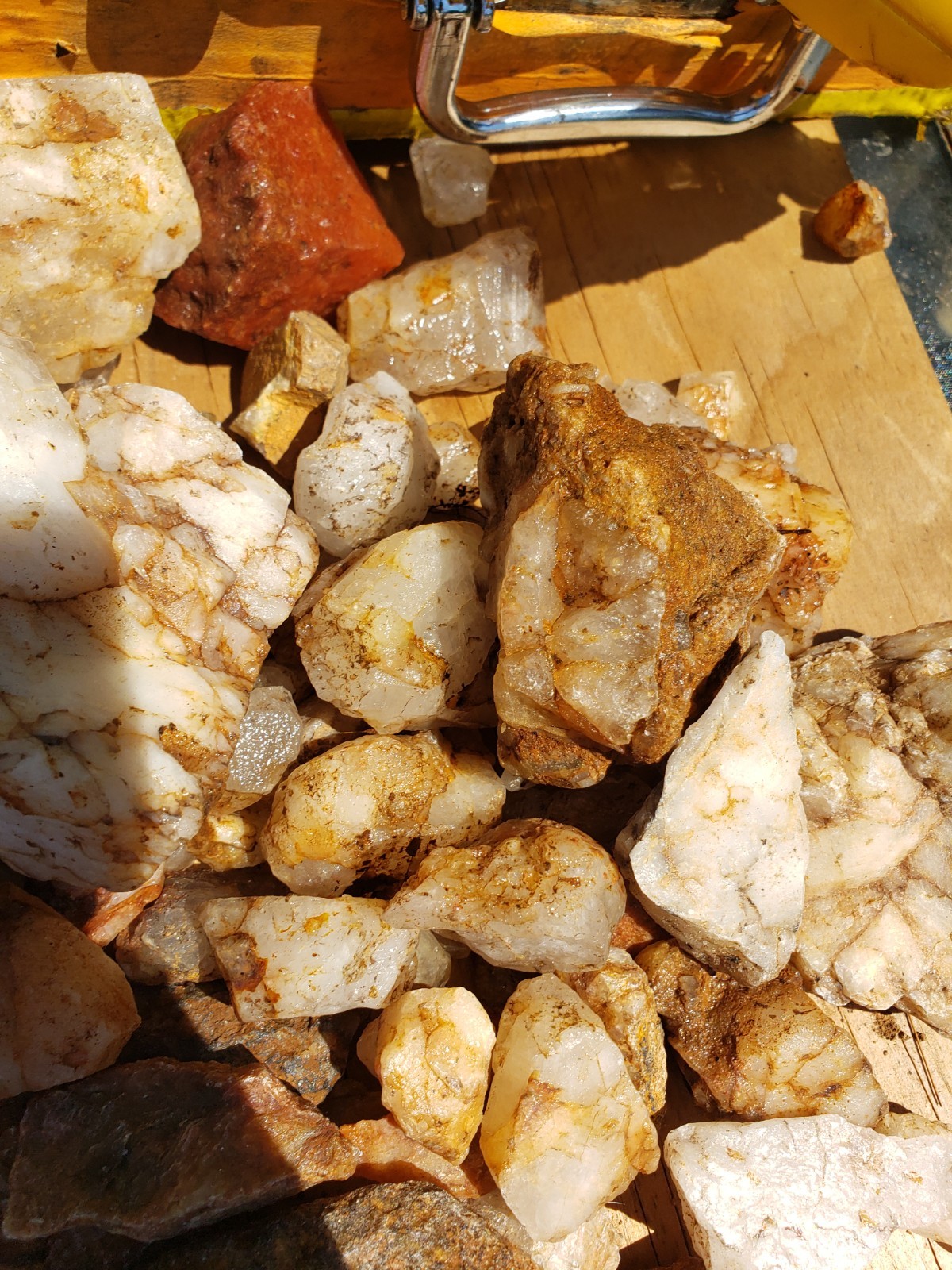 Assorted Raw Quartz crystals, Clear, Smokey, Strawberry, anywhere from 8*8″