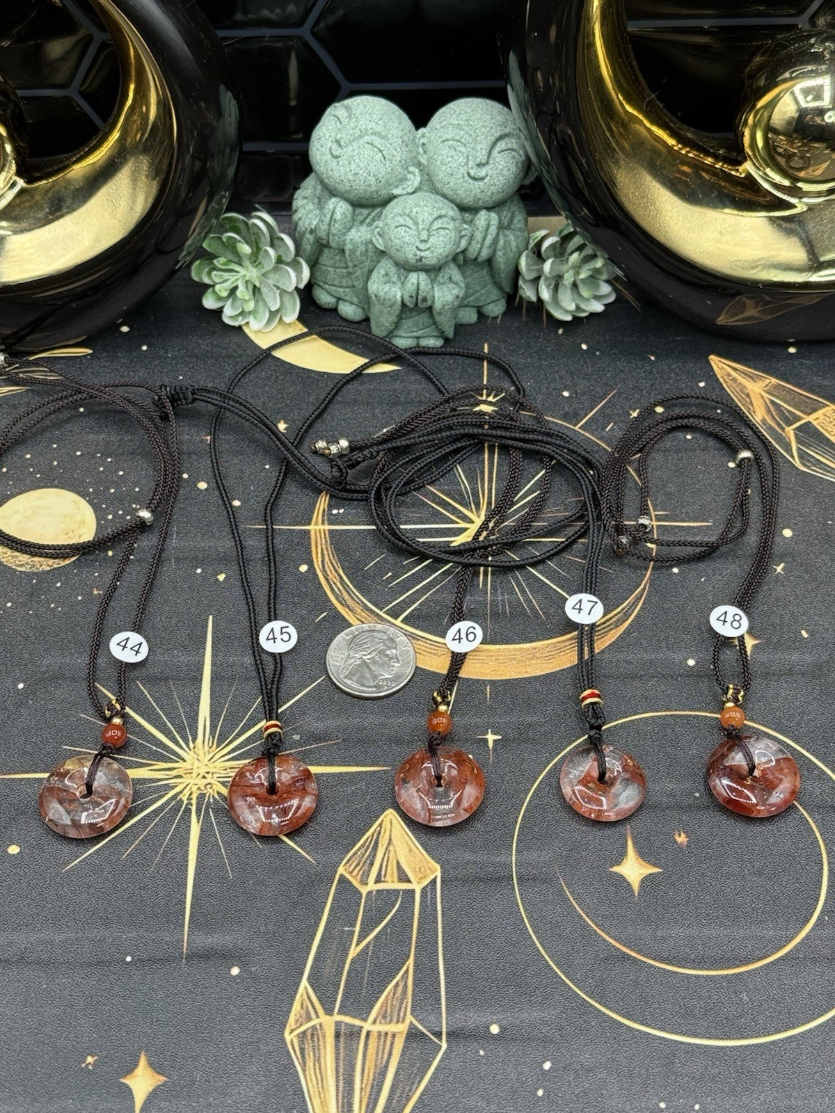 HQ Fire Quartz Red Hematoid Donut Adjustable cord necklace You Choose Free ship