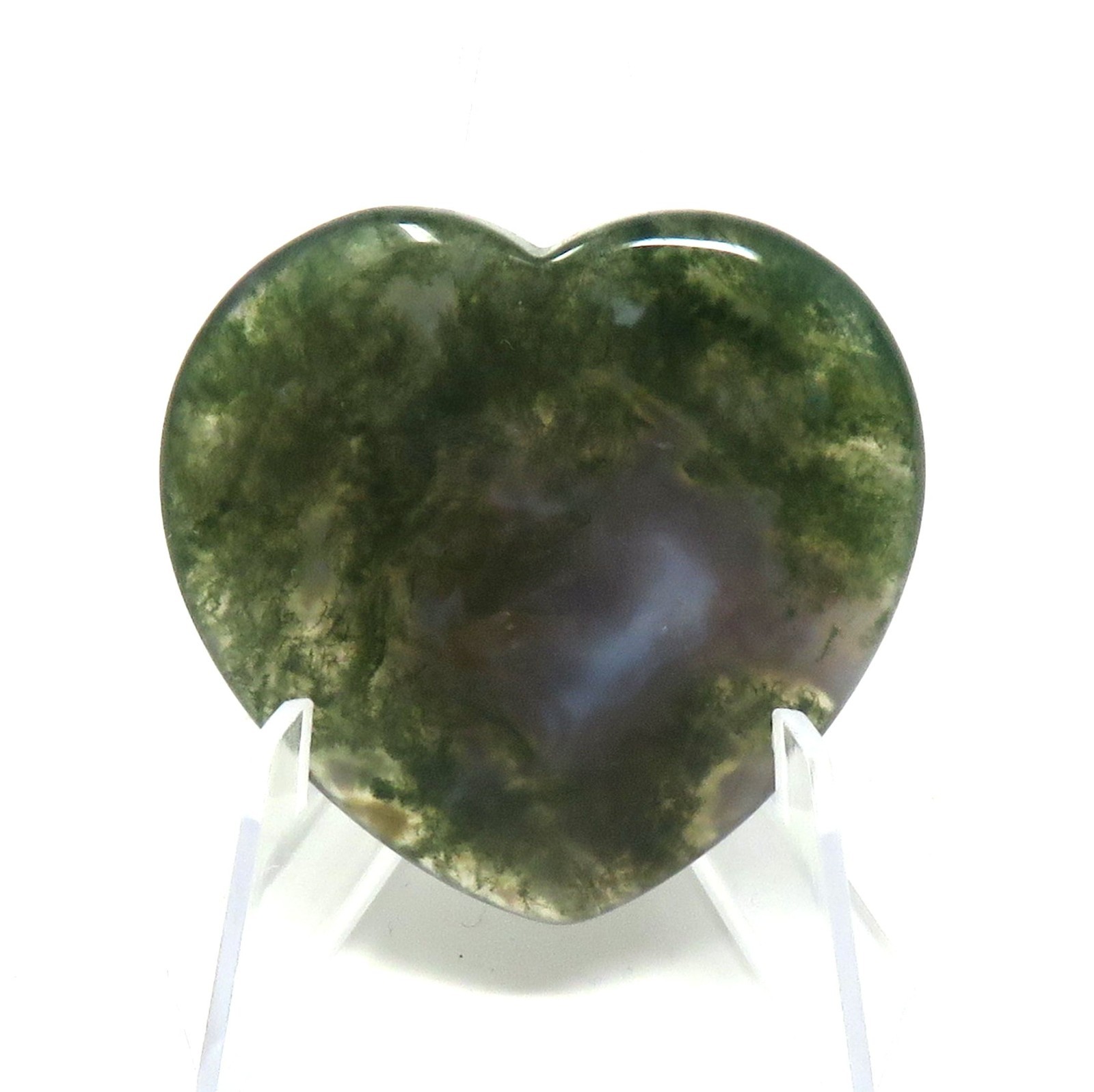 Moss Agate Stone Heart #1174-40mm or 1.5″ – Valentines Day Love Pocket Gemstone