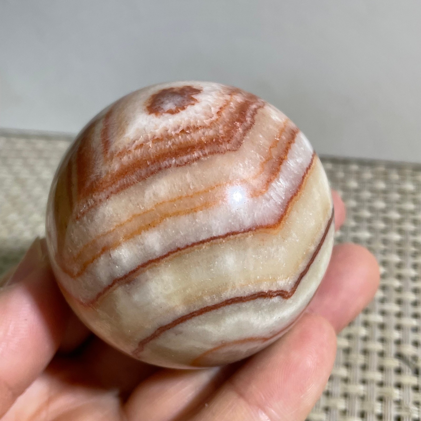 187g natural Red Striped RARE Stone Ball Mineral Polished Healing