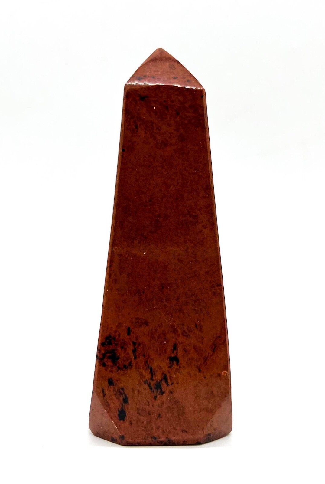 Organic Modern Red Jasper Carved Stone Obelisk