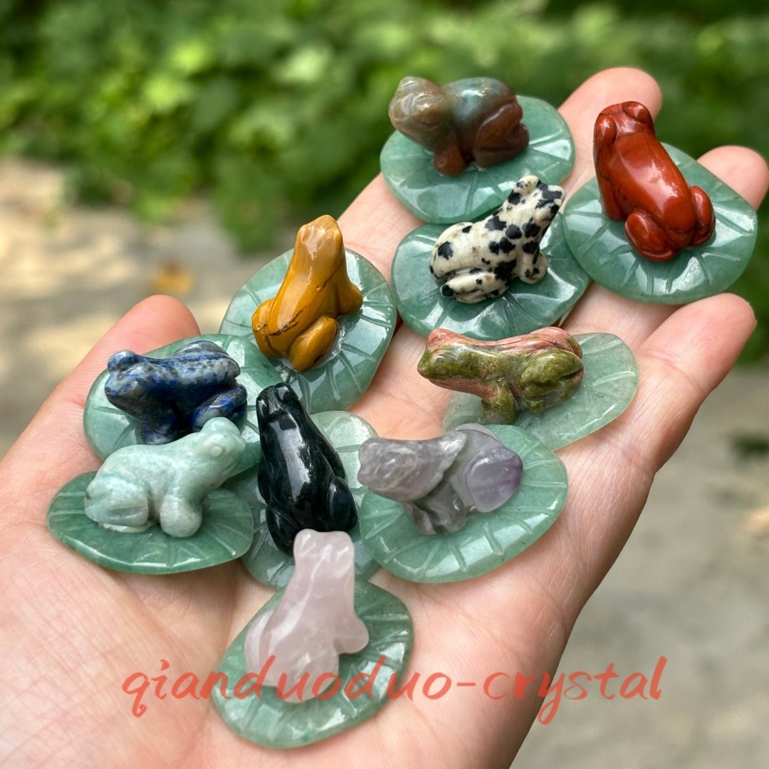 5pcs Mix Natural Quartz Frog Hand-carved Crystal skull Reiki Healing Gift
