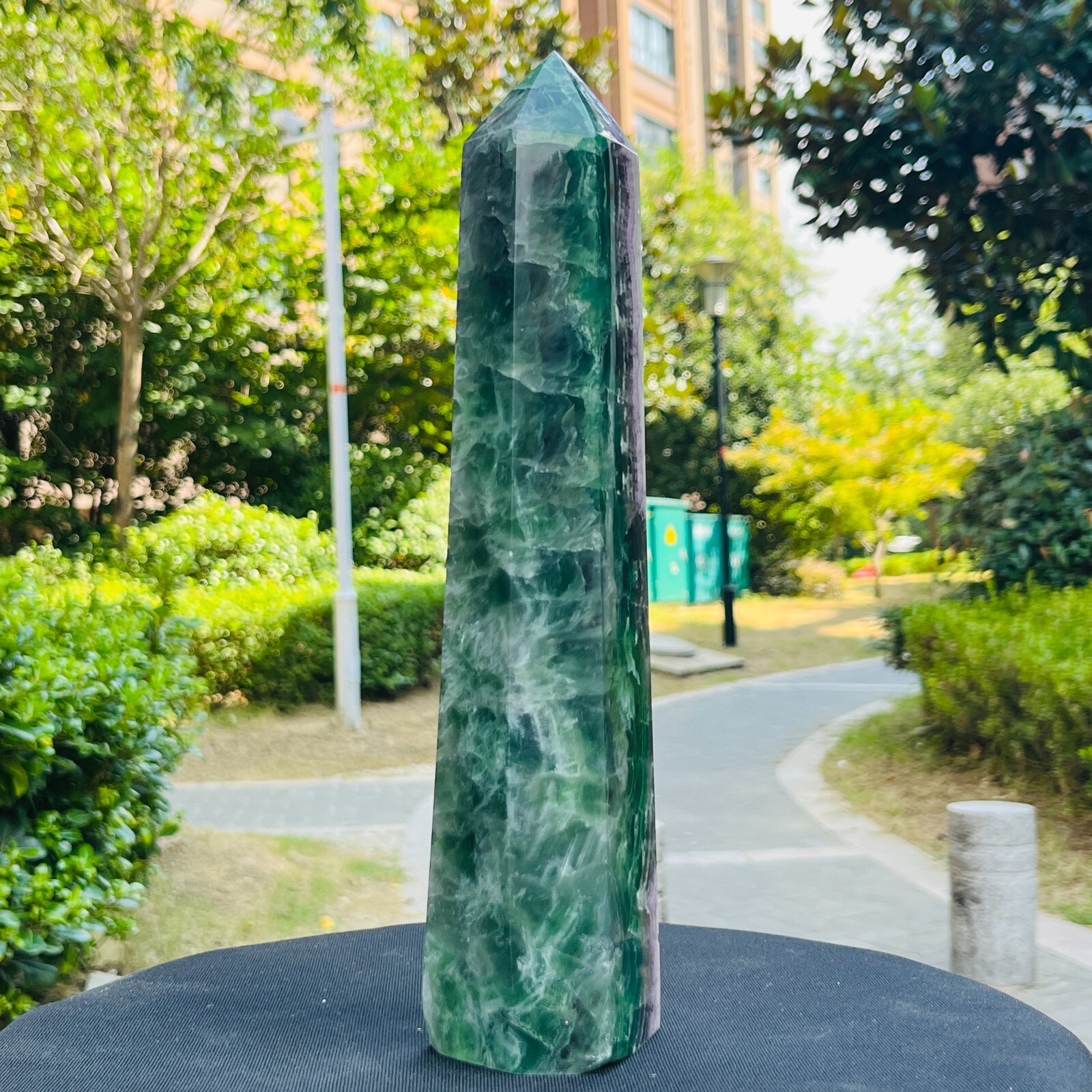 3.6LB Natural Colourful Fluorite Obelisk Quartz Crystal Tower Healing