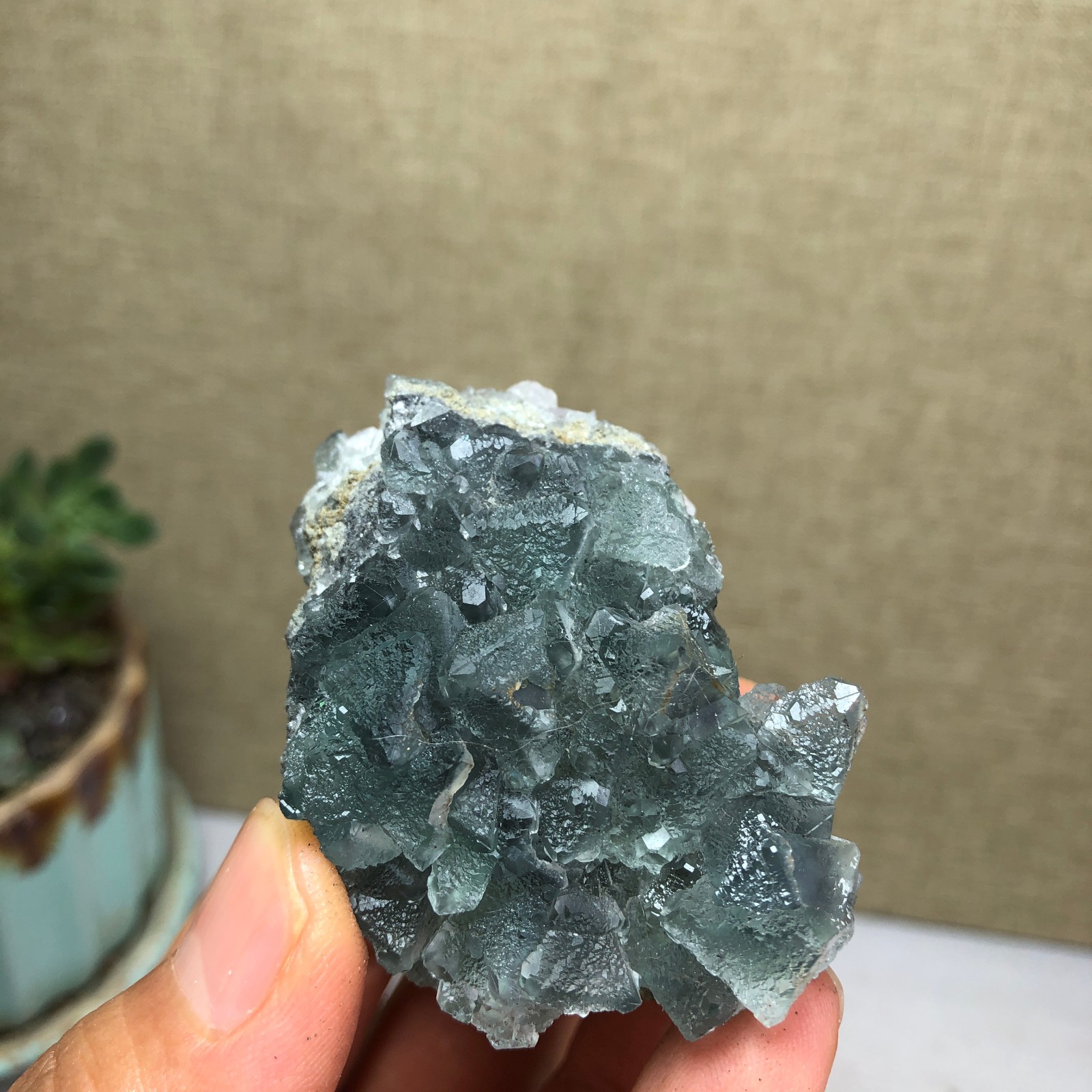 70g NATURAL Green Cubic FLUORITE Crystal Cluster Mineral Specimen A4740